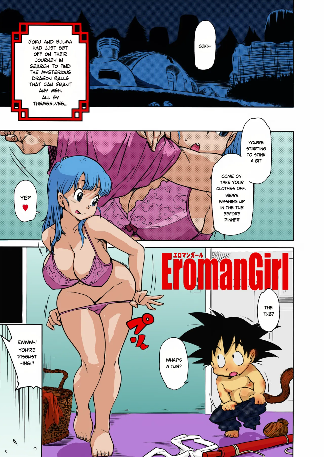ErmonGirl - kid Son Goku, Bulma and Oolong - colored