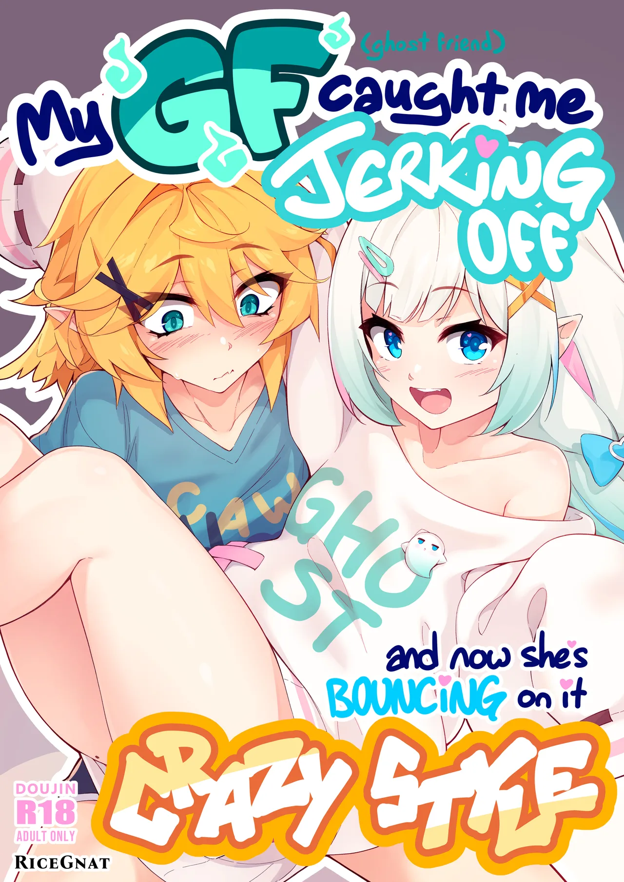 My GF (ghost friend) caught me jerking off and now she's bouncing on it CRAZY STYLE