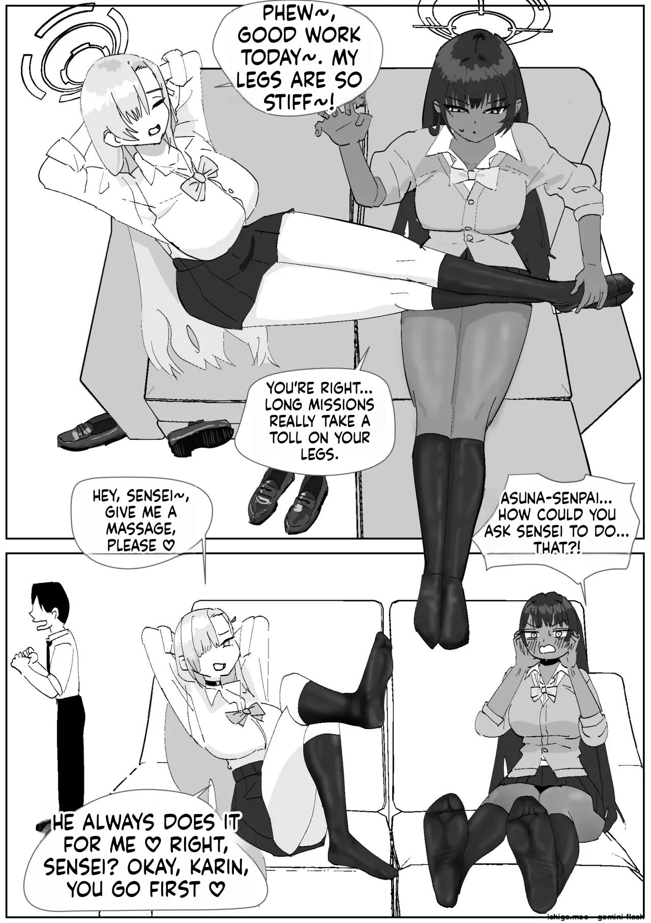Karin & Asuna: Disposing of Masochistic Trash-Sperm with Super-Stinky Foot Masturbation
